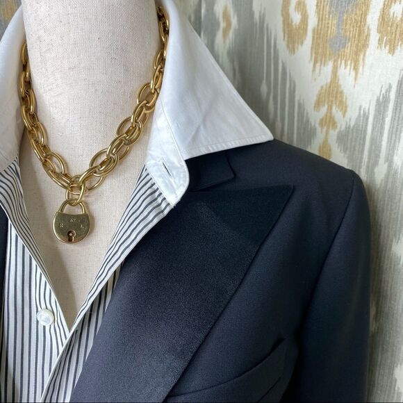 Ralph Lauren Made in Italy Black Cropped Tuxedo Gail Tailcoat - Picture 9 of 16